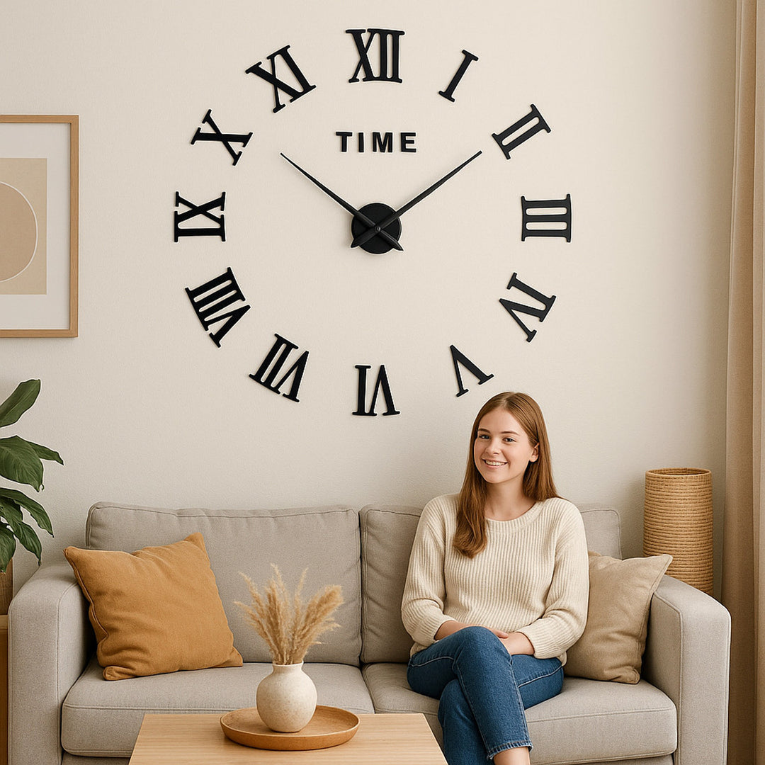 ZH019-BLACK-DIY CLOCK-3D-WALL-CLOCK