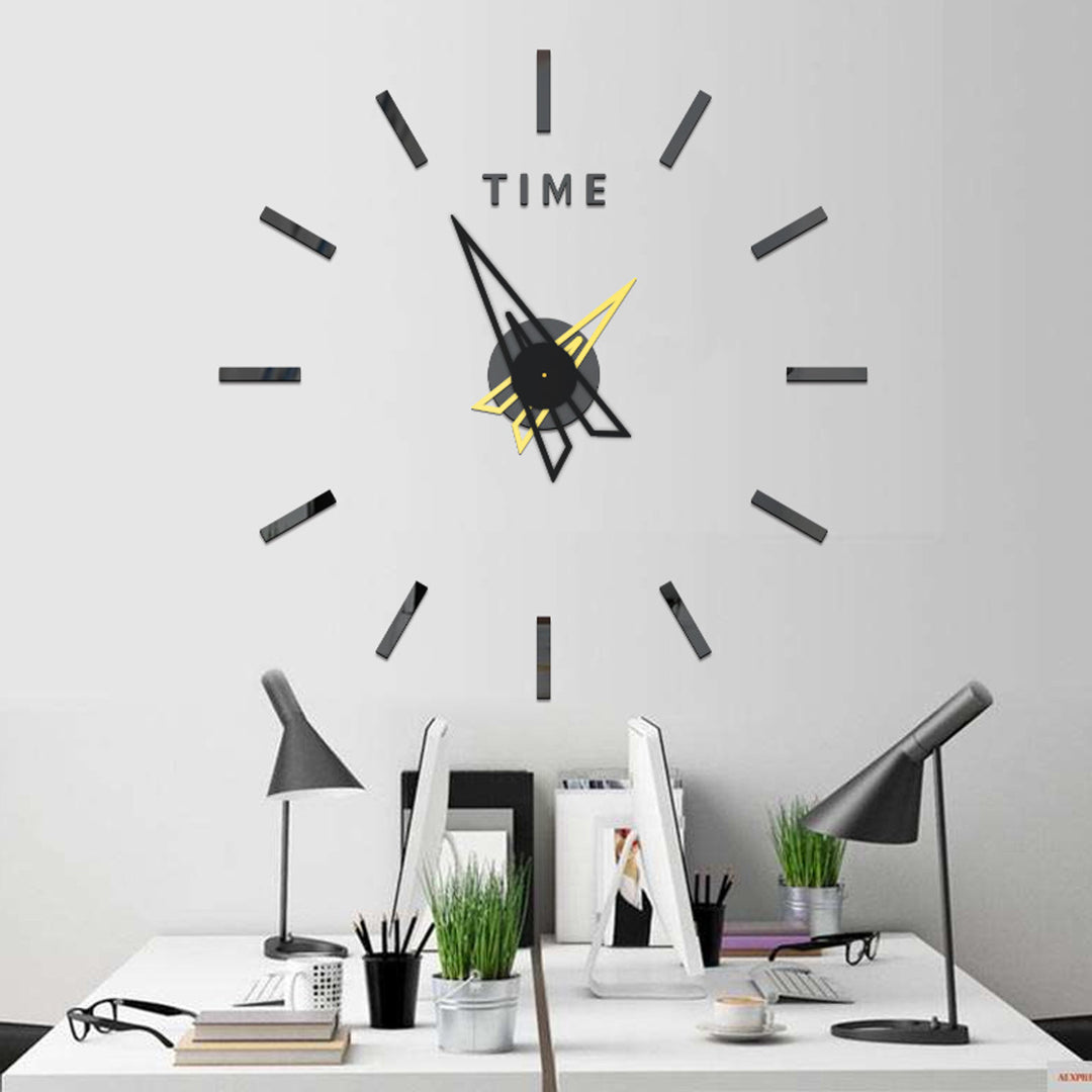 ZH408-BLACK-3D-WALL CLOCK-DIY CLOCK