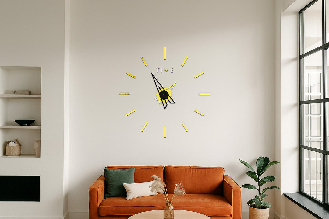 ZH408-GOLD-3D-WALL CLOCK-DIY CLOCK