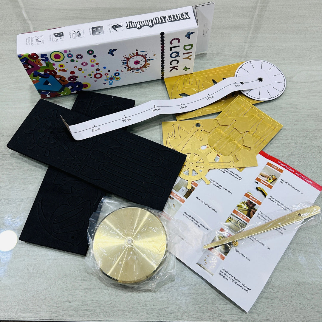 ZH408-GOLD-3D-WALL CLOCK-DIY CLOCK