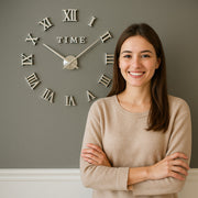 ZH019-SILVER-DIY CLOCK-3D-WALL-CLOCK