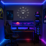 Load image into Gallery viewer, ZH019-SILVER-DIY CLOCK-3D-WALL-CLOCK
