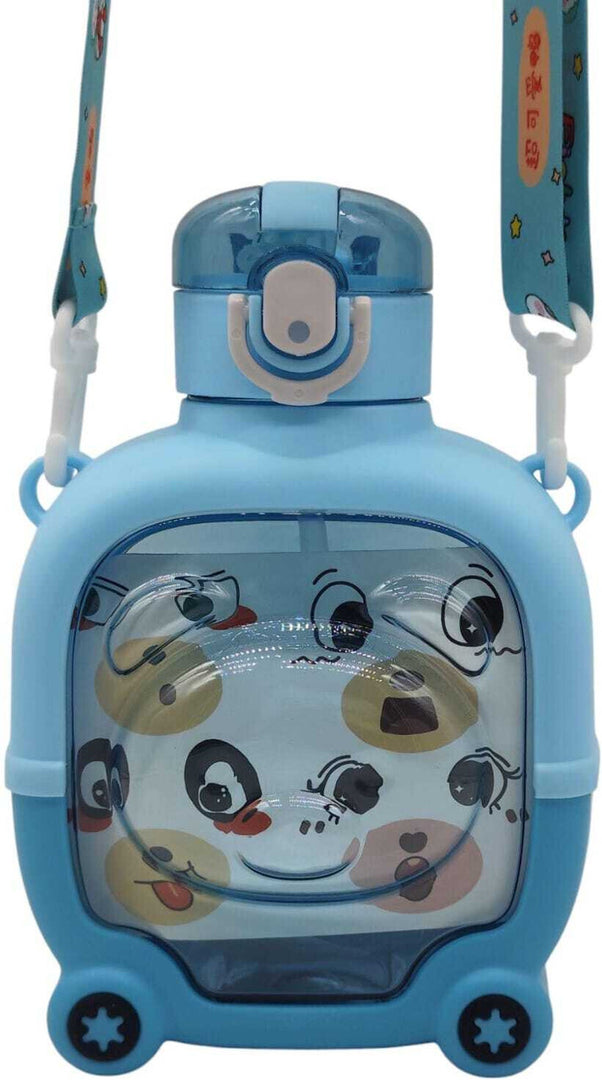Bear Face - Front side- Water Bottle - Blue