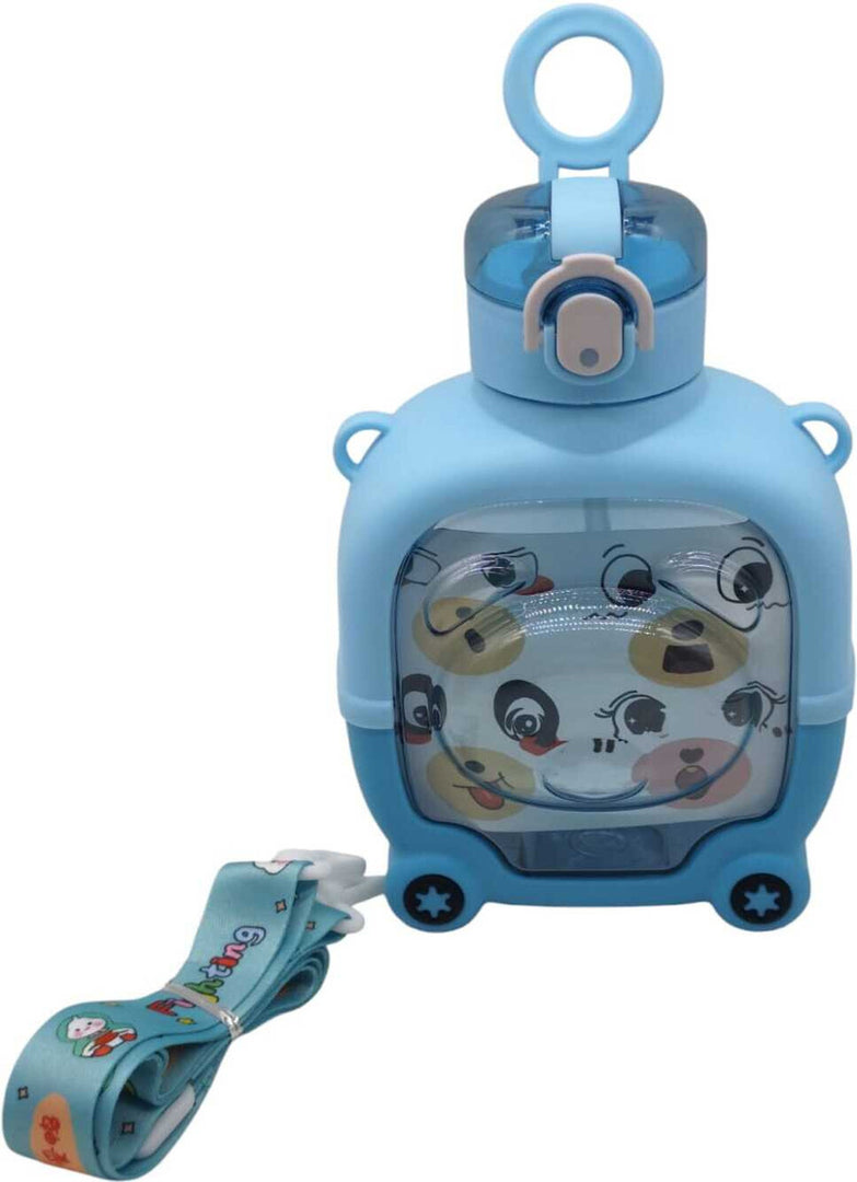 Bear Face - Front side- Water Bottle - Blue