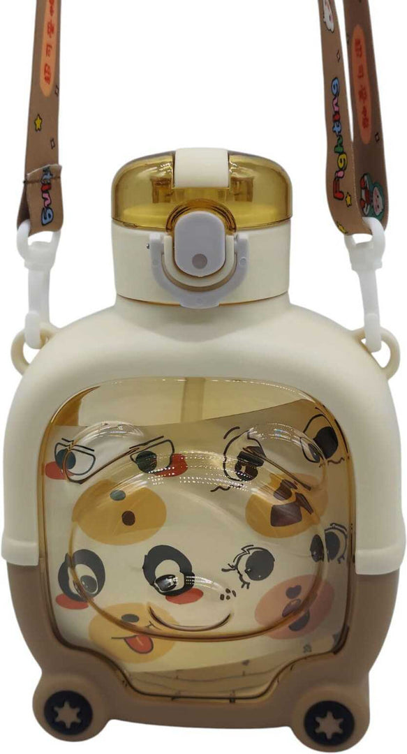 Bear Face - Front side- Water Bottle - Brown