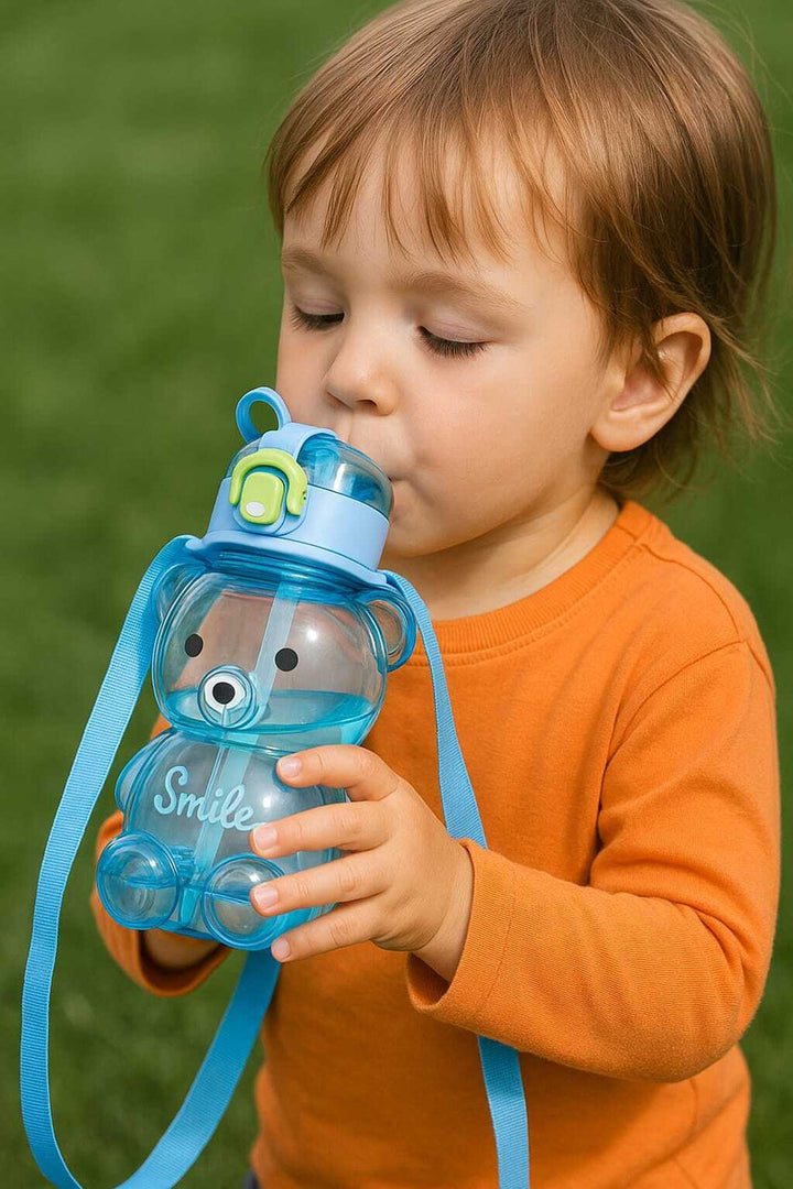 Bear Design Water Bottle - Smile -Blue