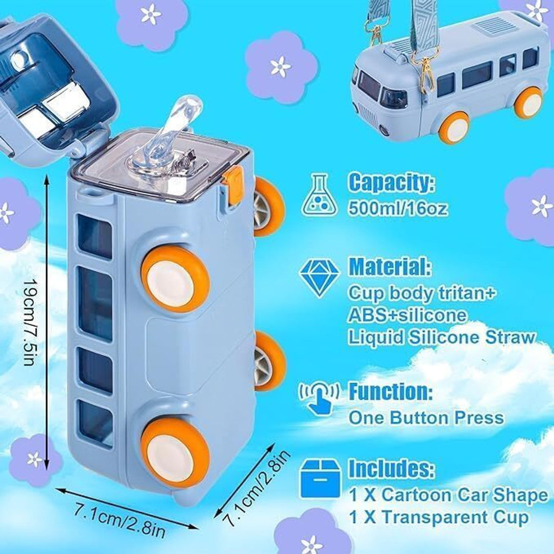 Cool Cute Bus - Kids - Water Bottle - Blue