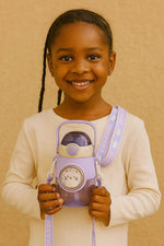 Load image into Gallery viewer, Kids-Water-bottle-Purple-Cat-LOGO
