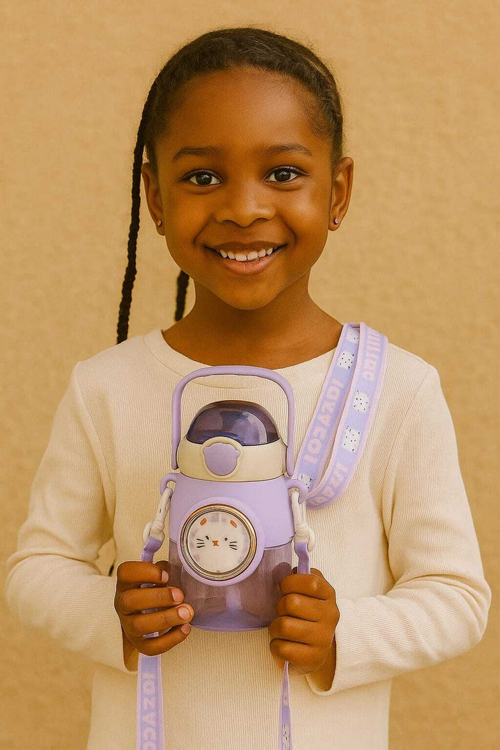 Kids-Water-bottle-Purple-Cat-LOGO