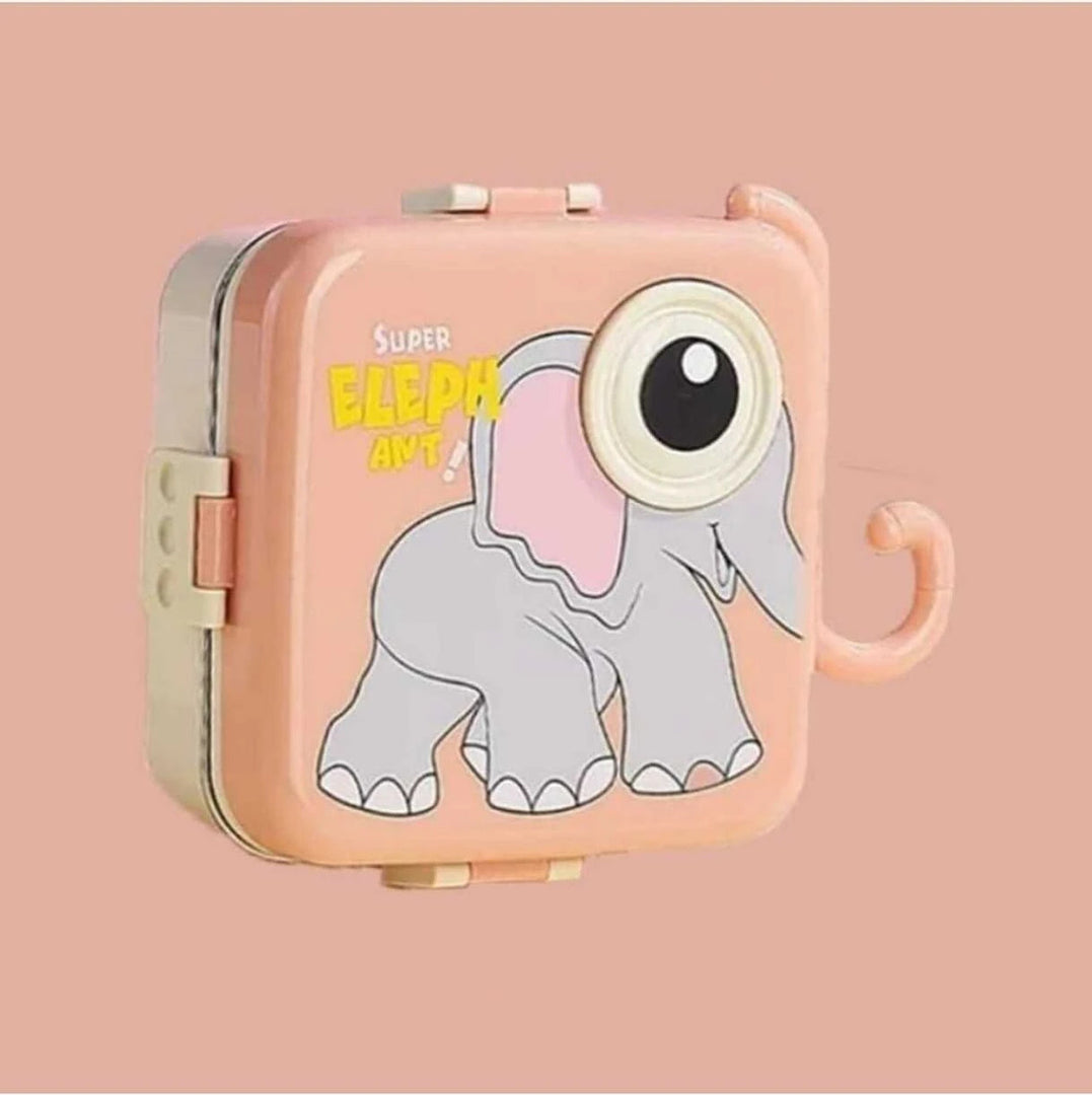 Lunch Box-1120ml+70ml-Pink-Steel-Elephant