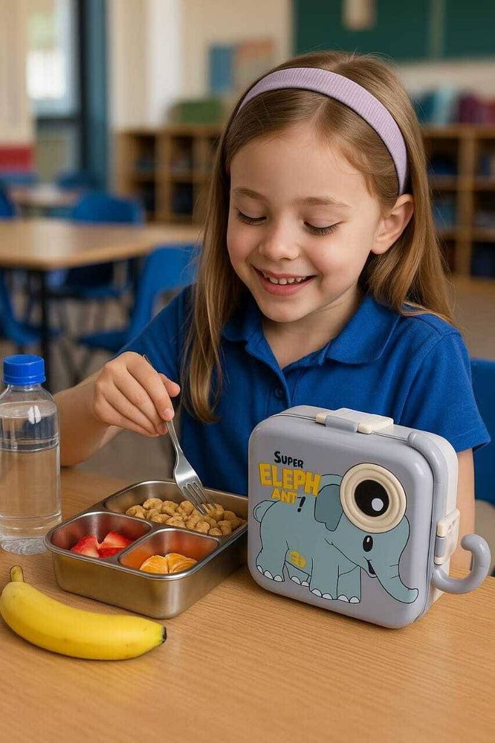 Elephant-Steel-Lunch Box-Grey