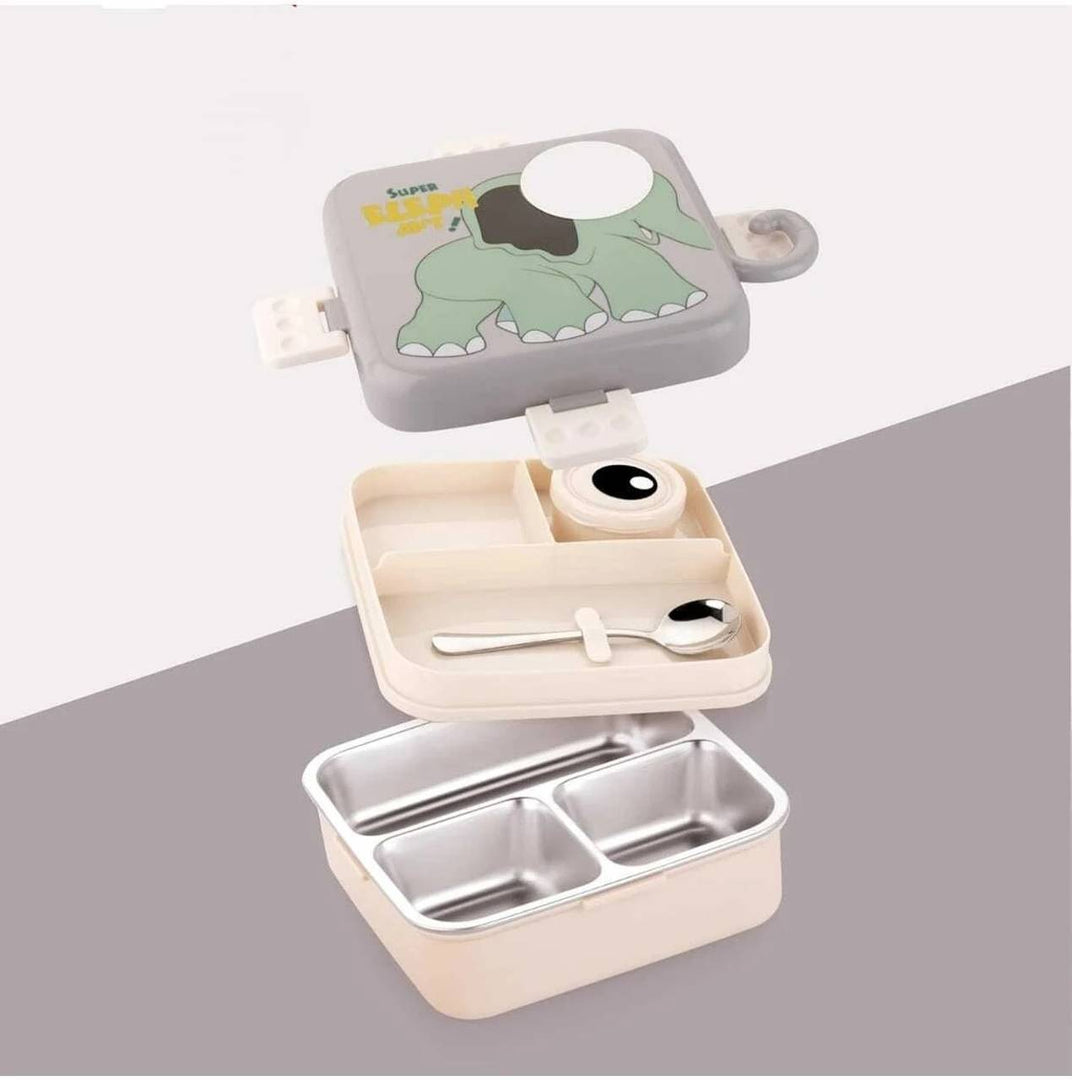 Elephant-Steel-Lunch Box-Grey