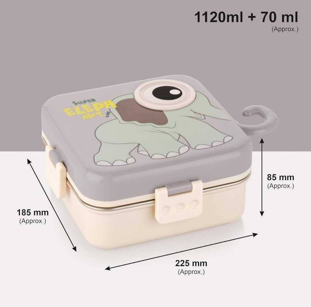 Elephant-Steel-Lunch Box-Grey