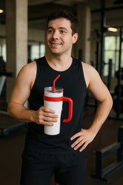 Coffee-Cup-WHITE-Tumbler+Handle and Straw