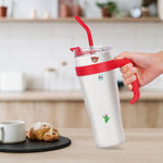 Load image into Gallery viewer, Coffee-Cup-WHITE-Tumbler+Handle and Straw
