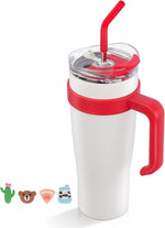 Load image into Gallery viewer, Coffee-Cup-WHITE-Tumbler+Handle and Straw
