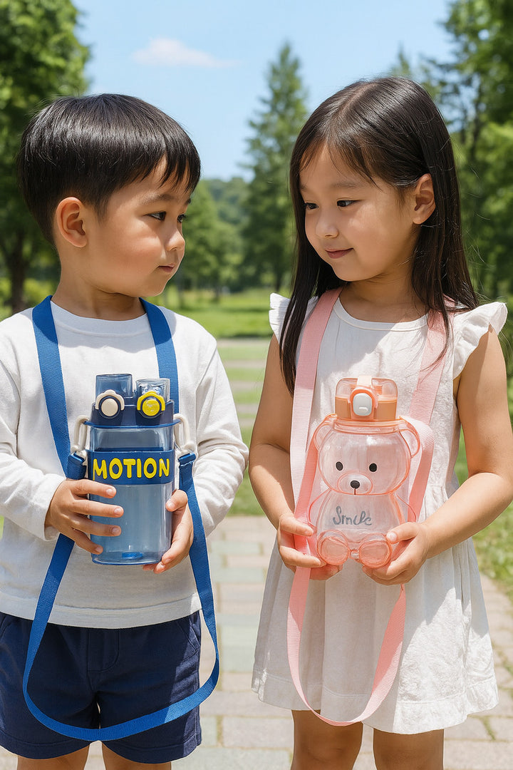 Combo+2+water+bottle+blue motion and smile pink bear