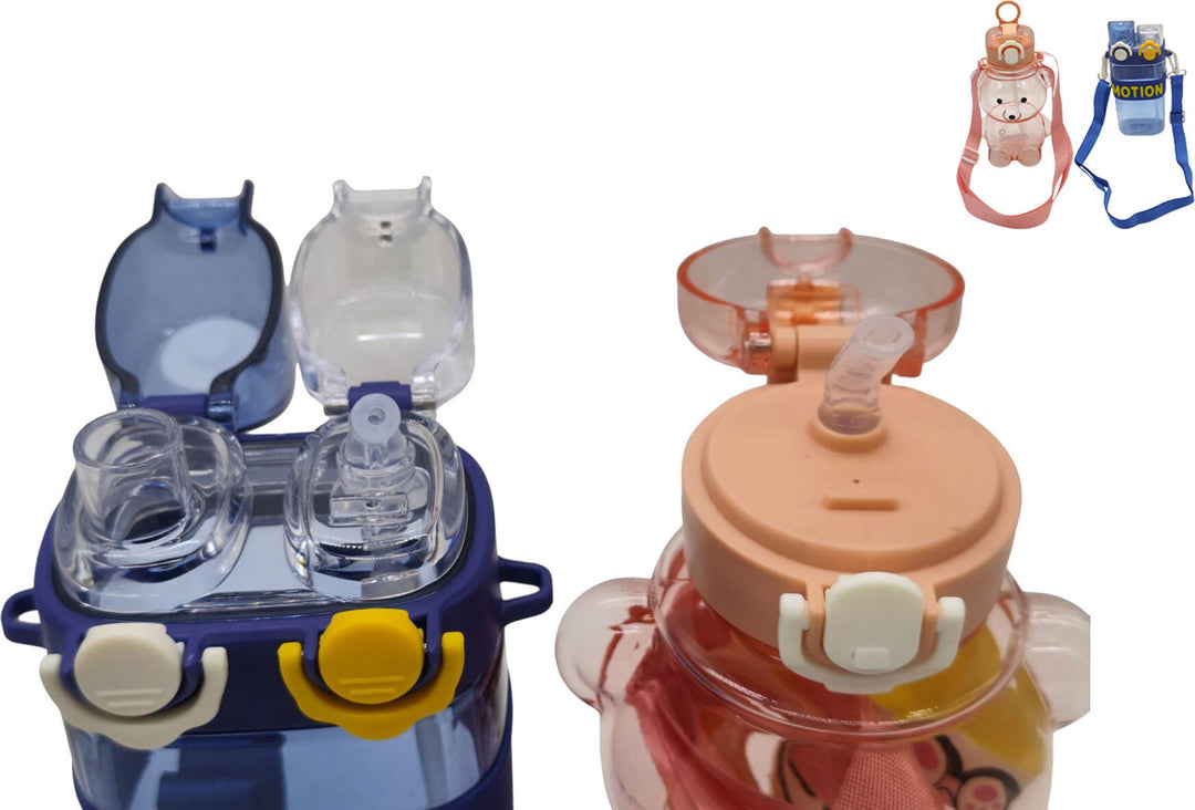 Combo+2+water+bottle+blue motion and smile pink bear